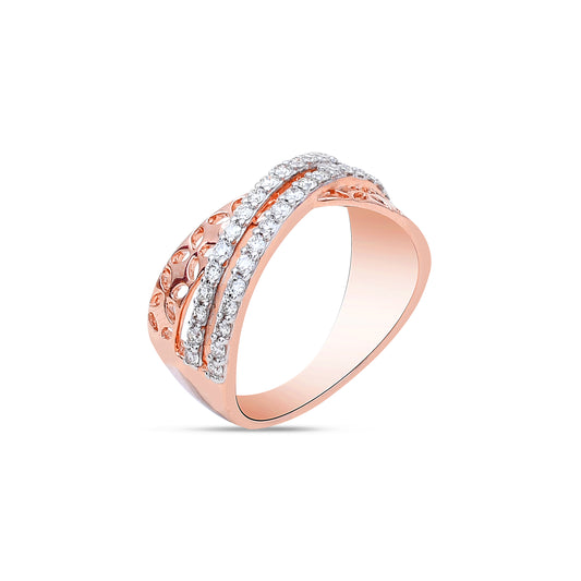 The Leaf Cross Diamond Band