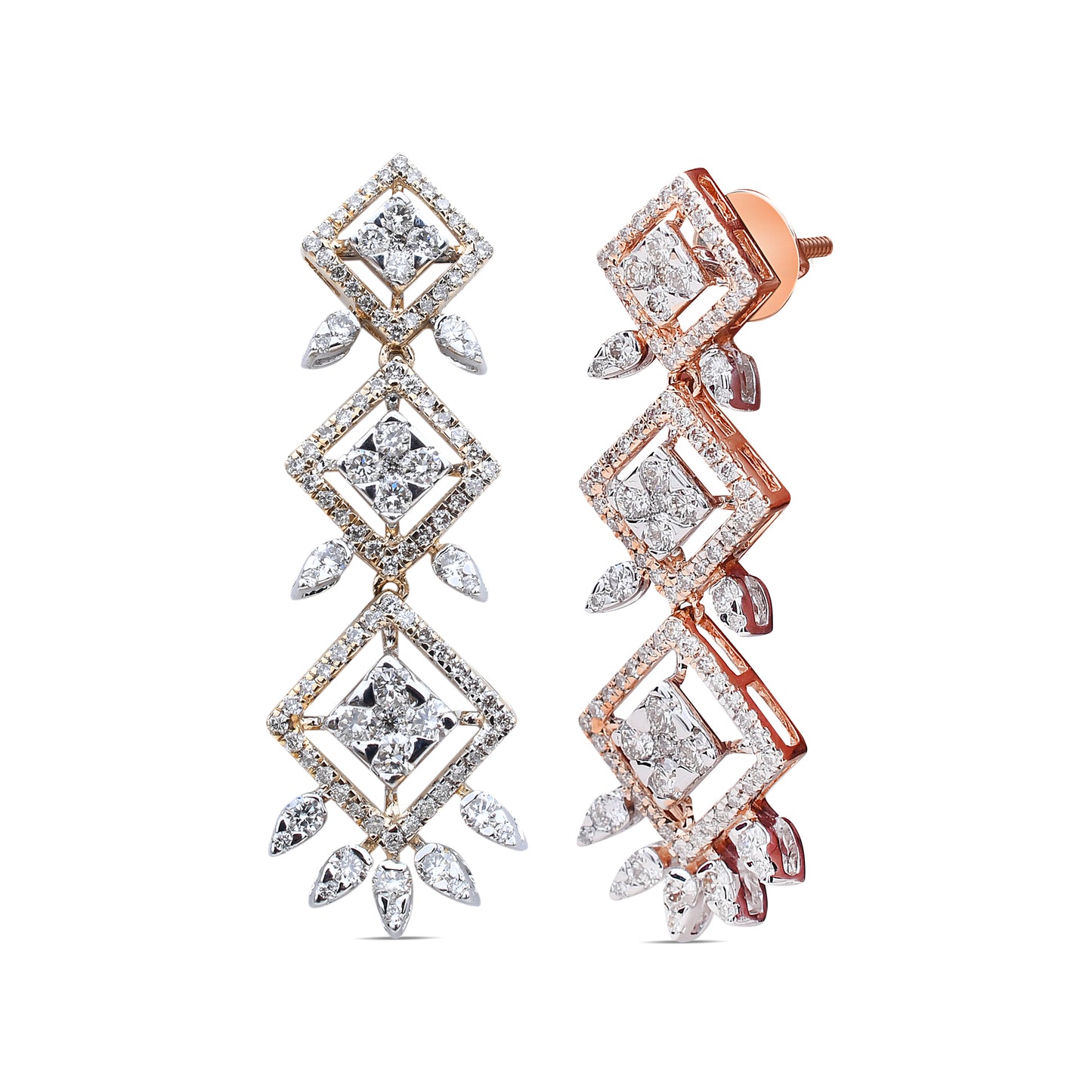 The Square Garland Diamond Danglers