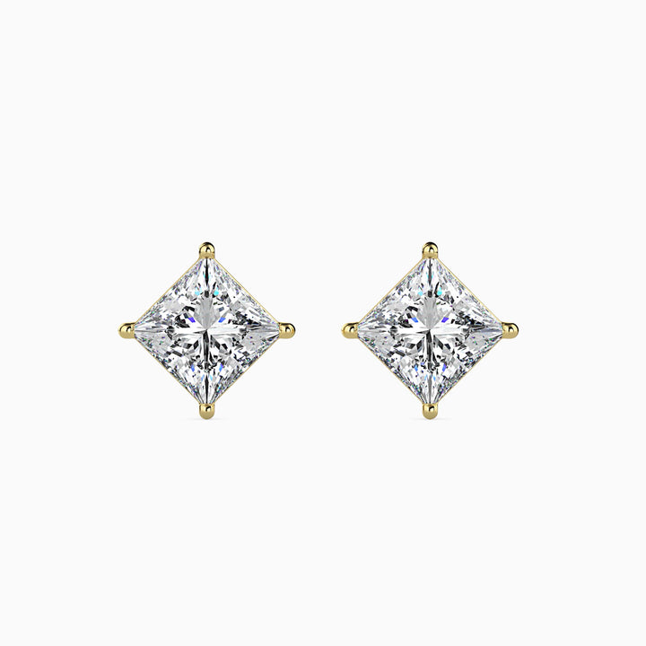 Princess Cut Solitaire Stud Diamond Earrings
