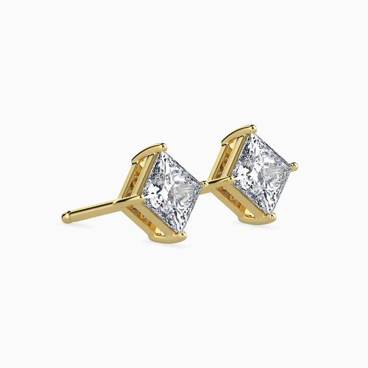 Princess Cut Solitaire Stud Diamond Earrings