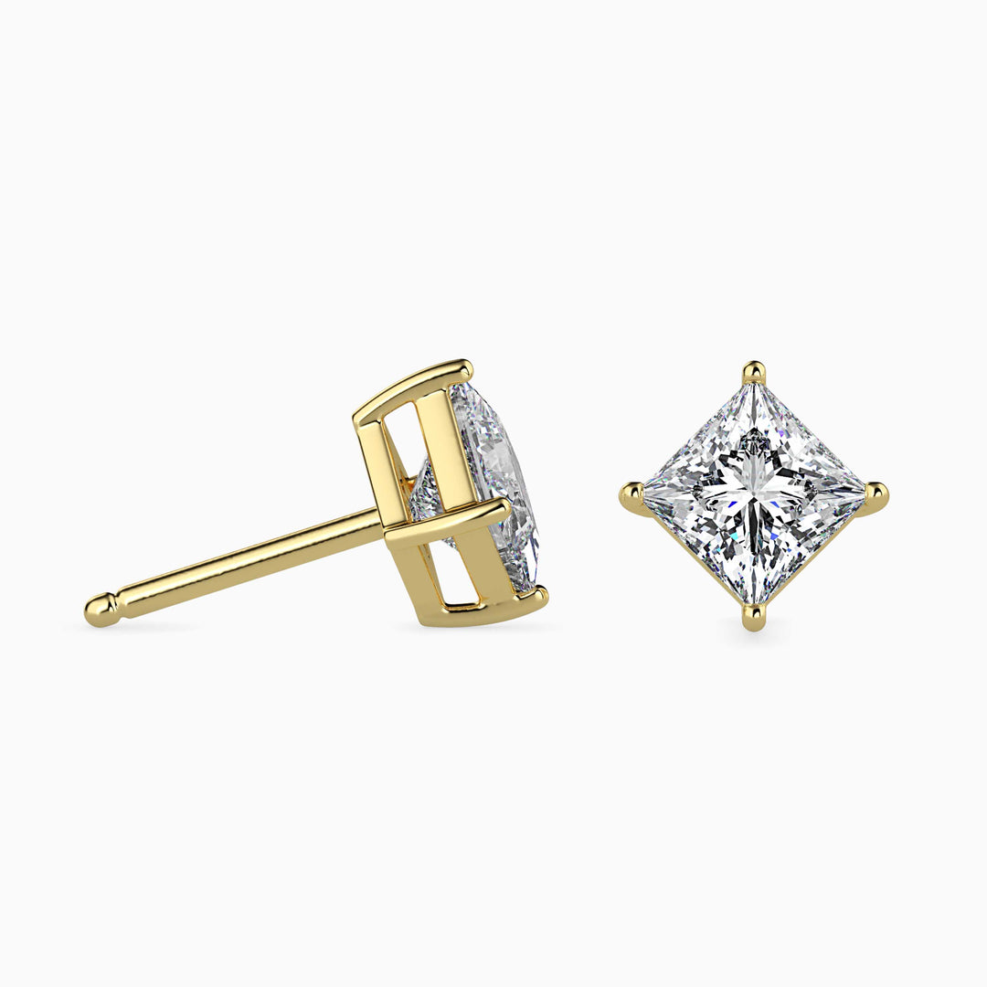 Princess Cut Solitaire Stud Diamond Earrings