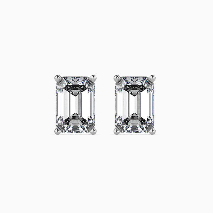 Emerald Cut Solitaire Stud Diamond Earrings