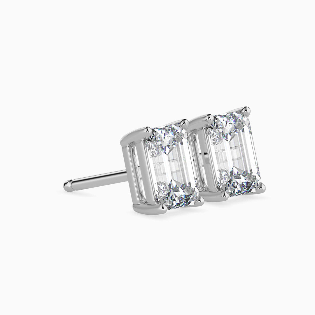 Emerald Cut Solitaire Stud Diamond Earrings