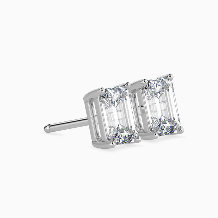 Emerald Cut Solitaire Stud Diamond Earrings