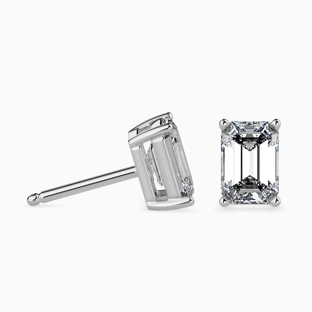 Emerald Cut Solitaire Stud Diamond Earrings