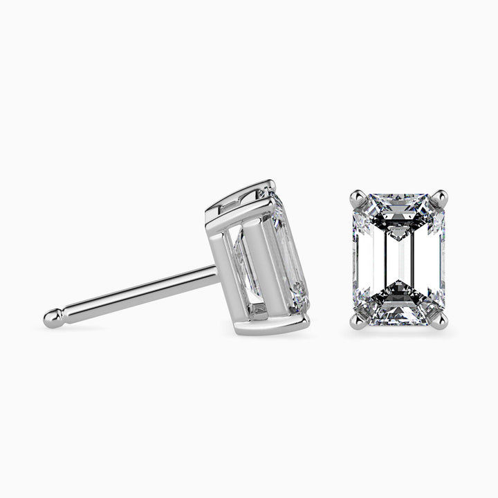 Emerald Cut Solitaire Stud Diamond Earrings