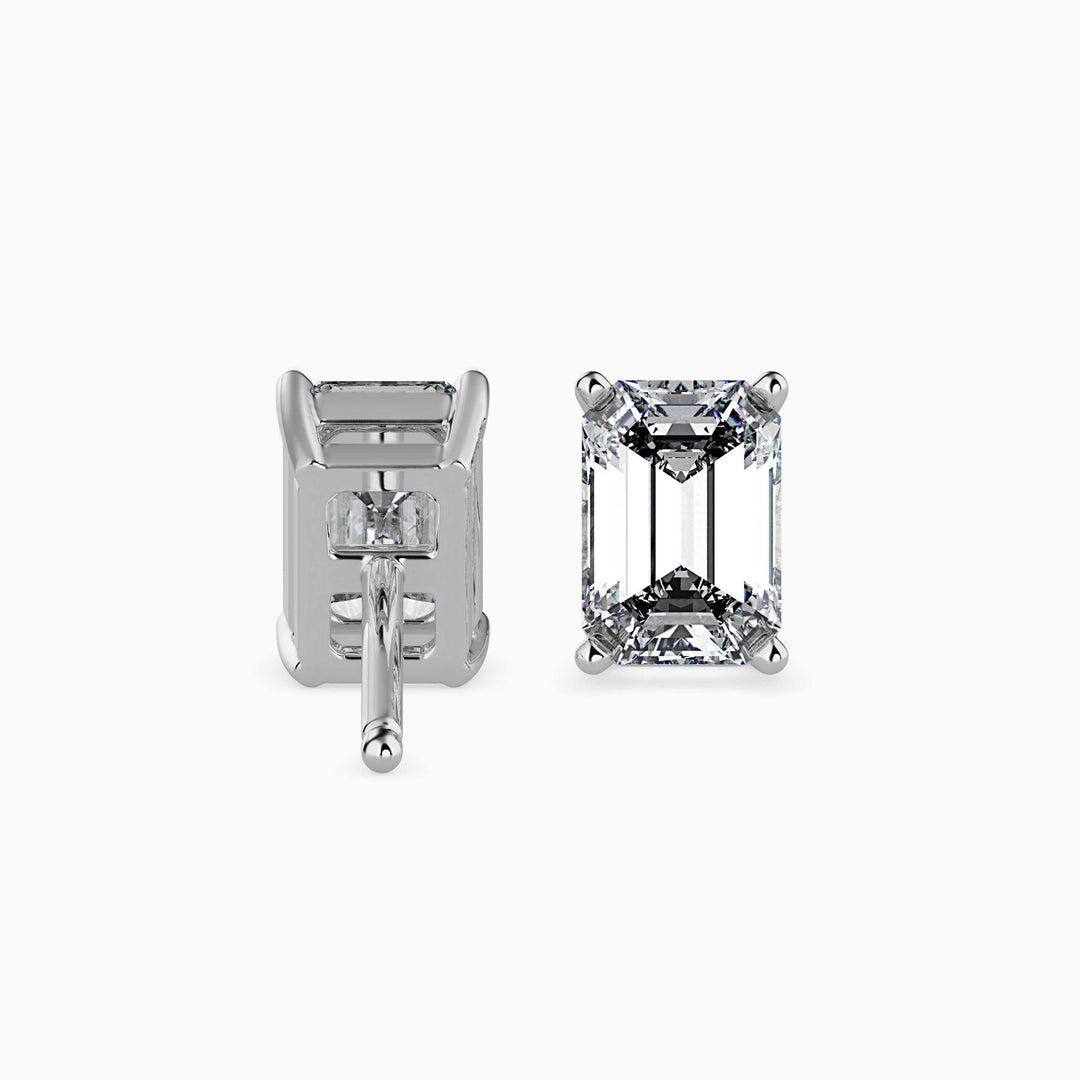 Emerald Cut Solitaire Stud Diamond Earrings