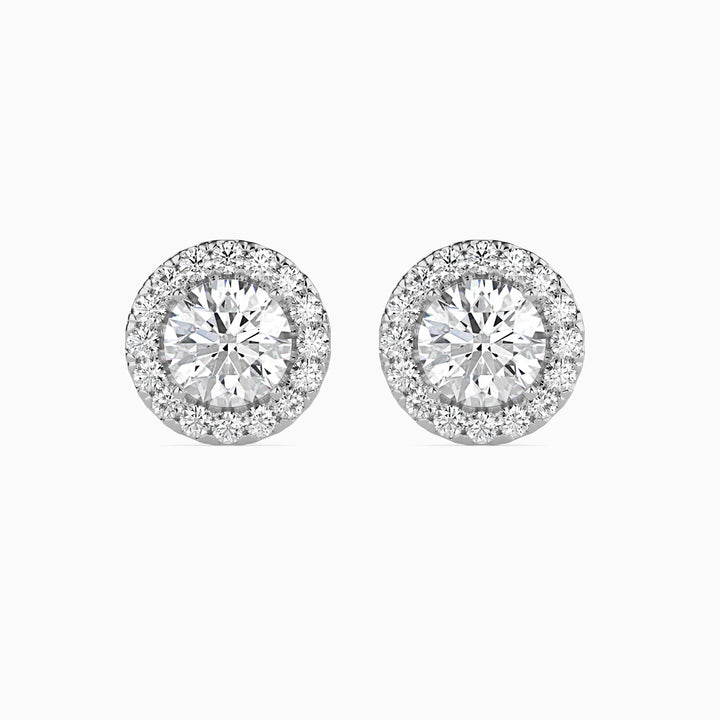 Round Brilliant Halo Stud Diamond Earrings