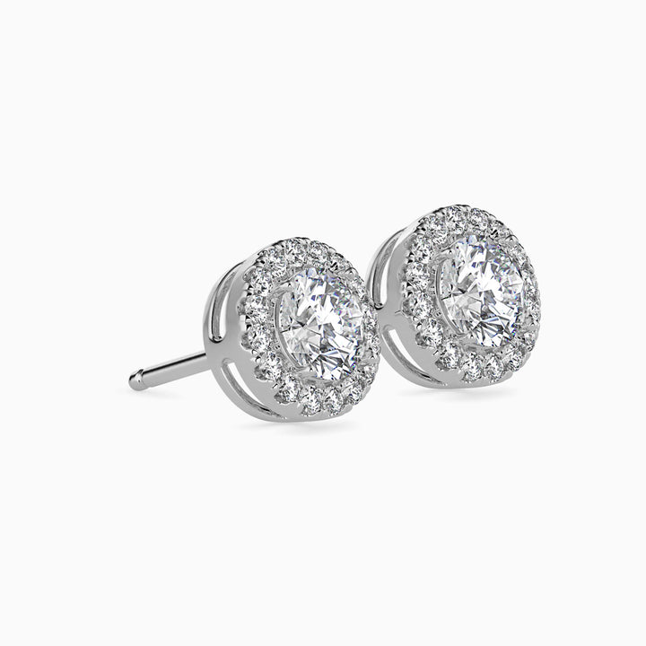 Round Brilliant Halo Stud Diamond Earrings