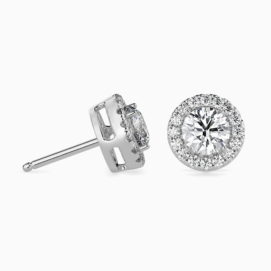 Round Brilliant Halo Stud Diamond Earrings