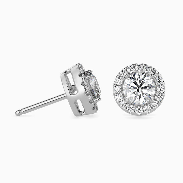 Round Brilliant Halo Stud Diamond Earrings