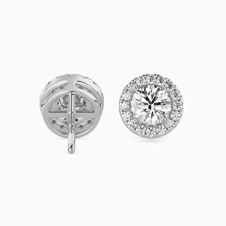 Round Brilliant Halo Stud Diamond Earrings