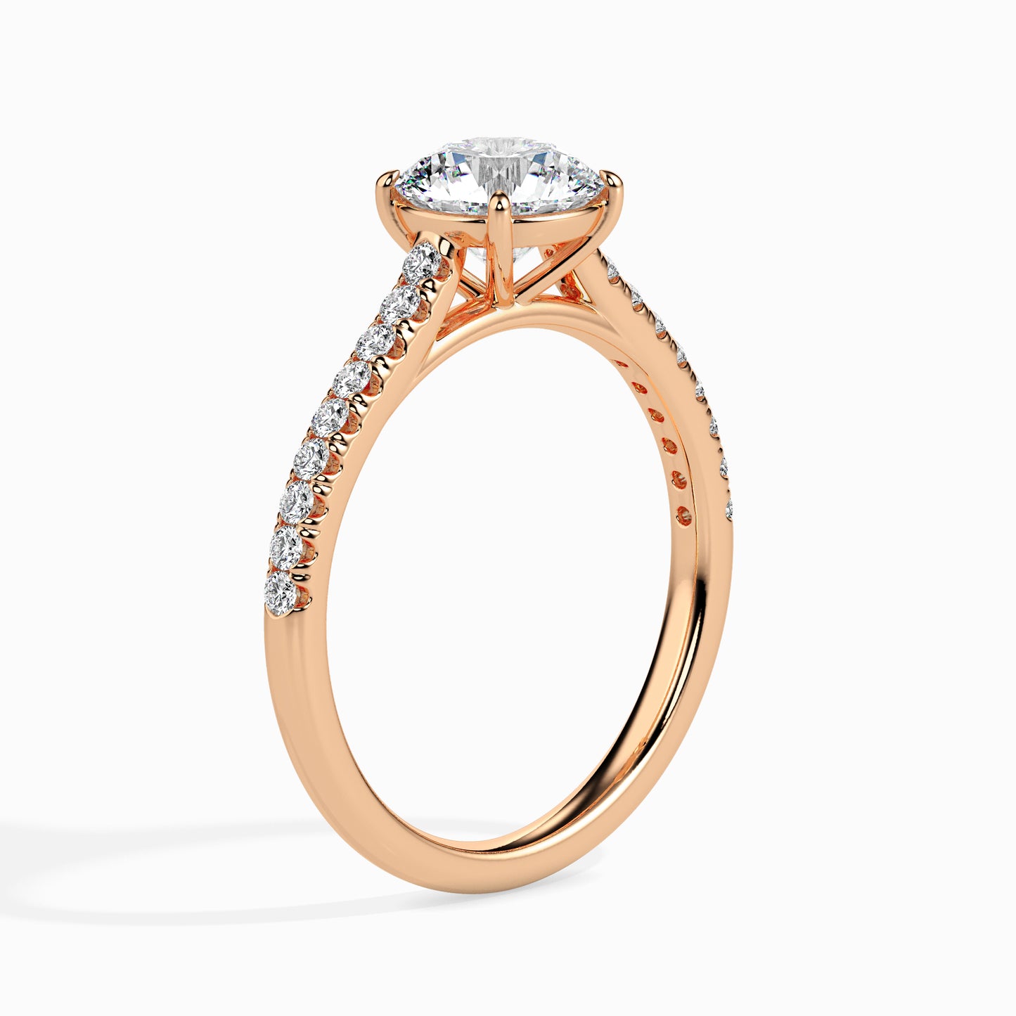 Round Brilliant Pavé Band Diamond Ring