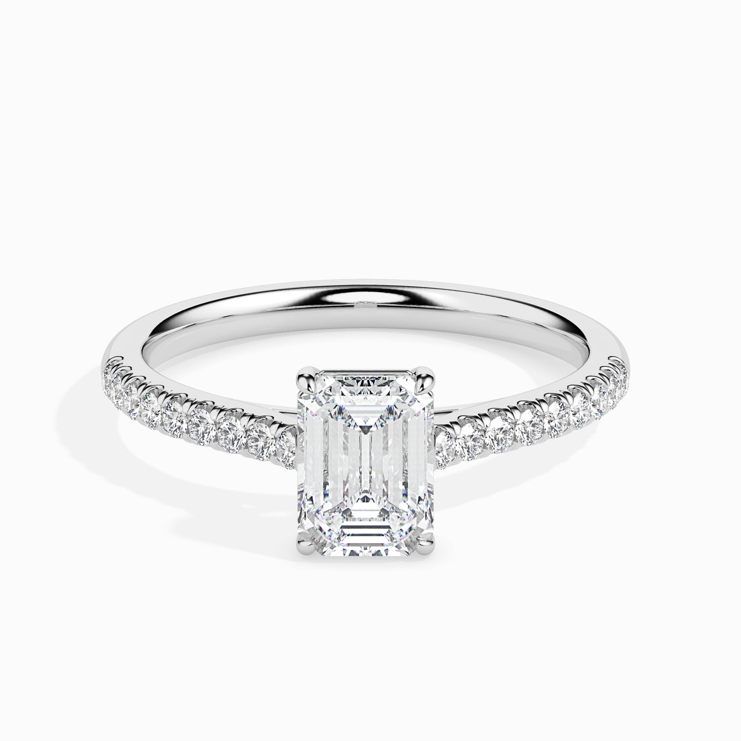 Emerald Cut Pavé Band Diamond Ring