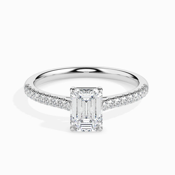 Emerald Cut Pavé Band Diamond Ring