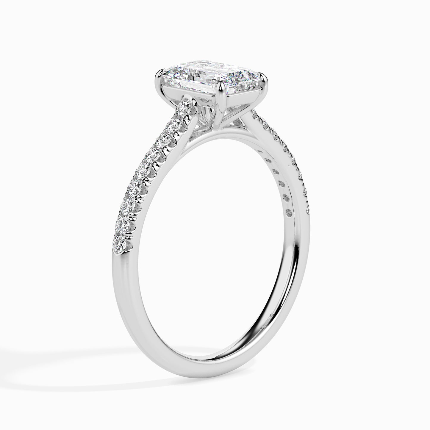 Emerald Cut Pavé Band Diamond Ring