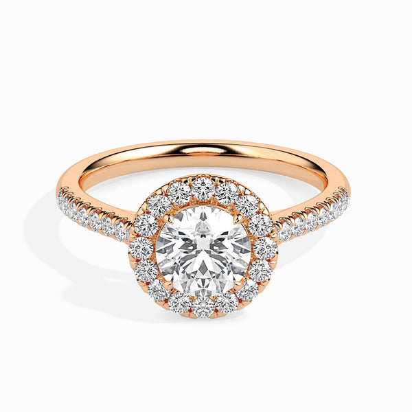 Round Brilliant Halo Pavé Band Diamond Ring