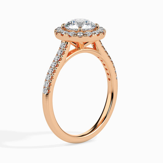 Round Brilliant Halo Pavé Band Diamond Ring