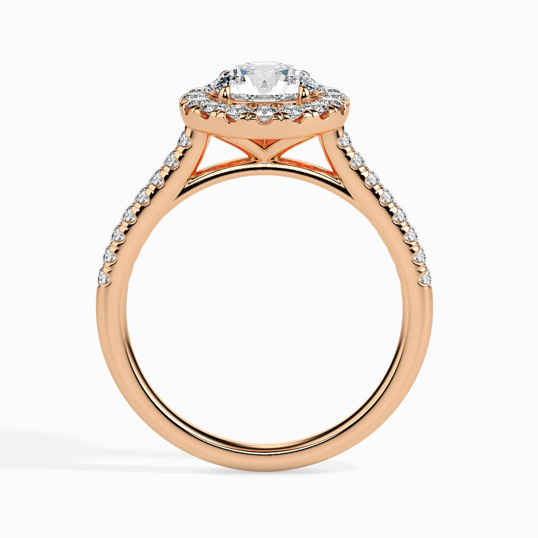 Round Brilliant Halo Pavé Band Diamond Ring