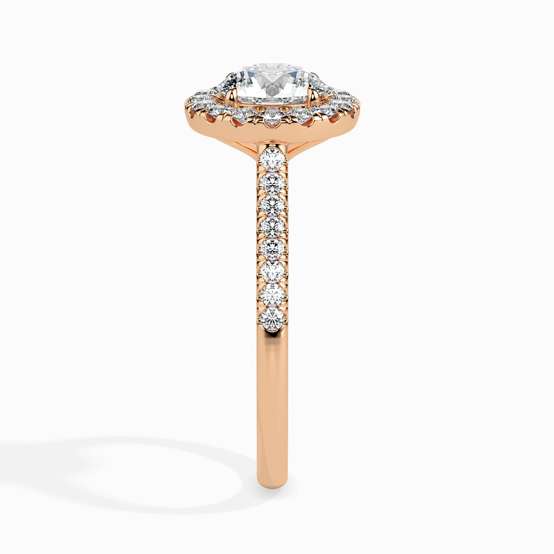 Round Brilliant Halo Pavé Band Diamond Ring