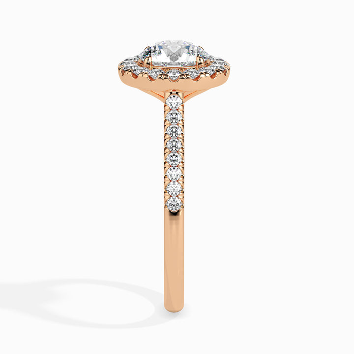 Round Brilliant Halo Pavé Band Diamond Ring