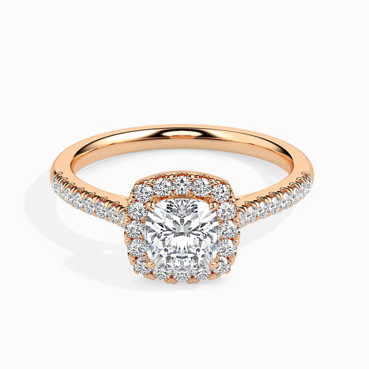 Cushion Cut Halo Pavé Band Diamond Ring