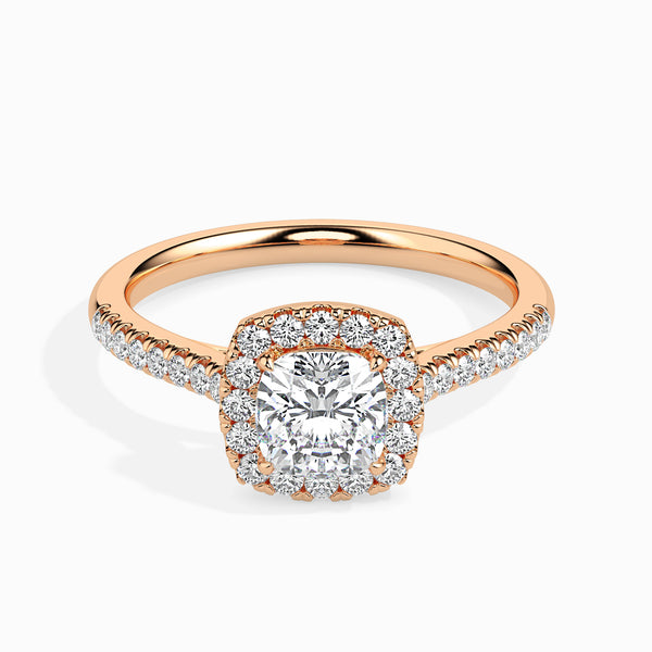 Cushion Cut Halo Pavé Band Diamond Ring