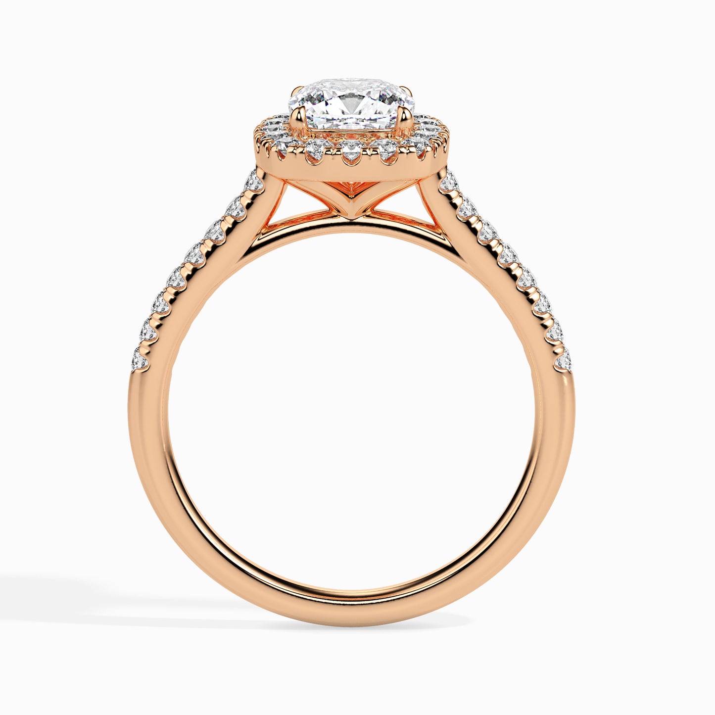 Cushion Cut Halo Pavé Band Diamond Ring