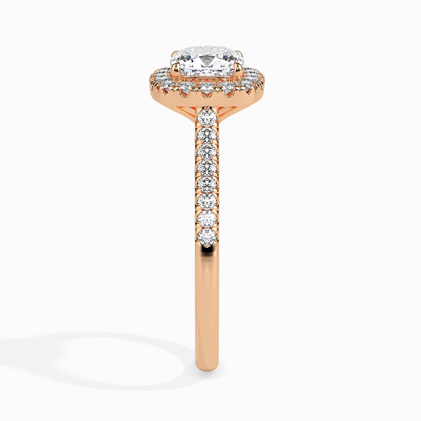 Cushion Cut Halo Pavé Band Diamond Ring