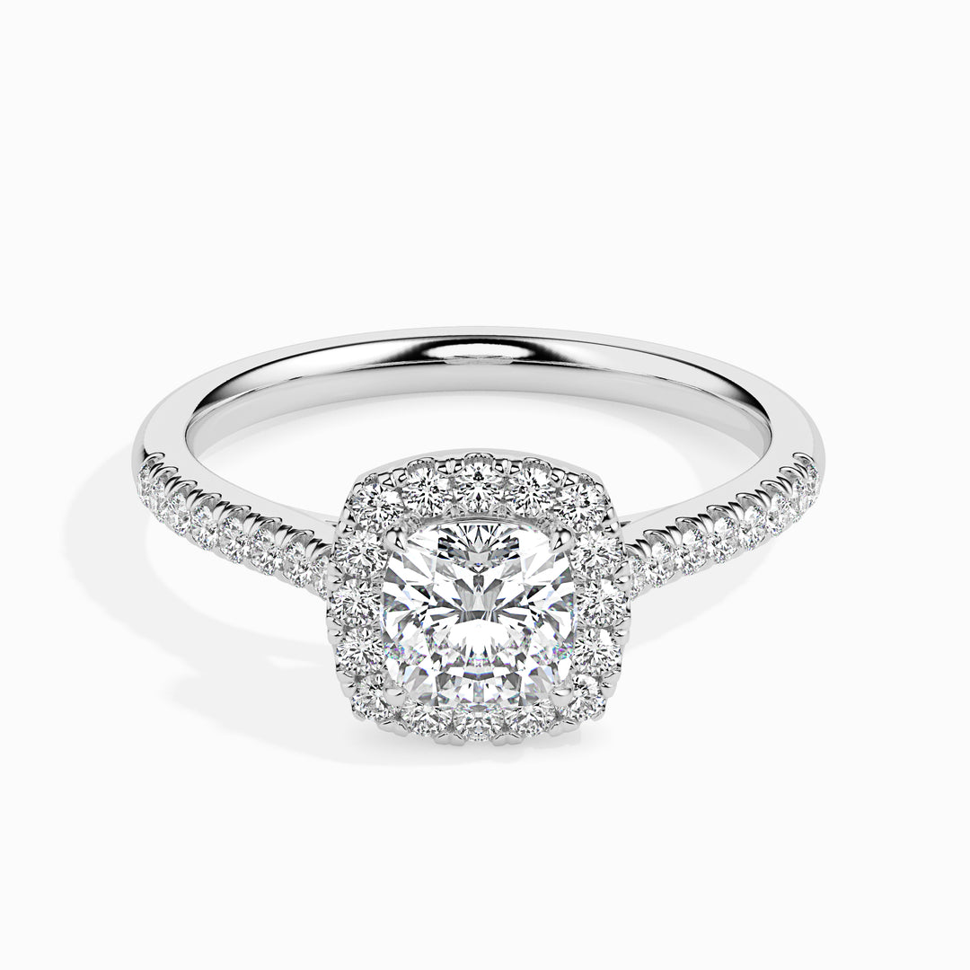 Cushion Cut Halo Pavé Band Diamond Ring