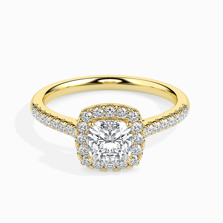 Cushion Cut Halo Pavé Band Diamond Ring