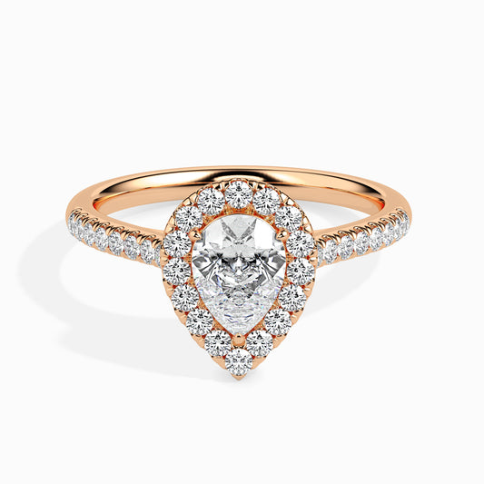 Pear Cut Halo Pavé Band Diamond Ring