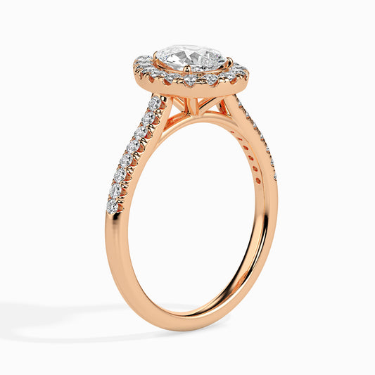 Pear Cut Halo Pavé Band Diamond Ring