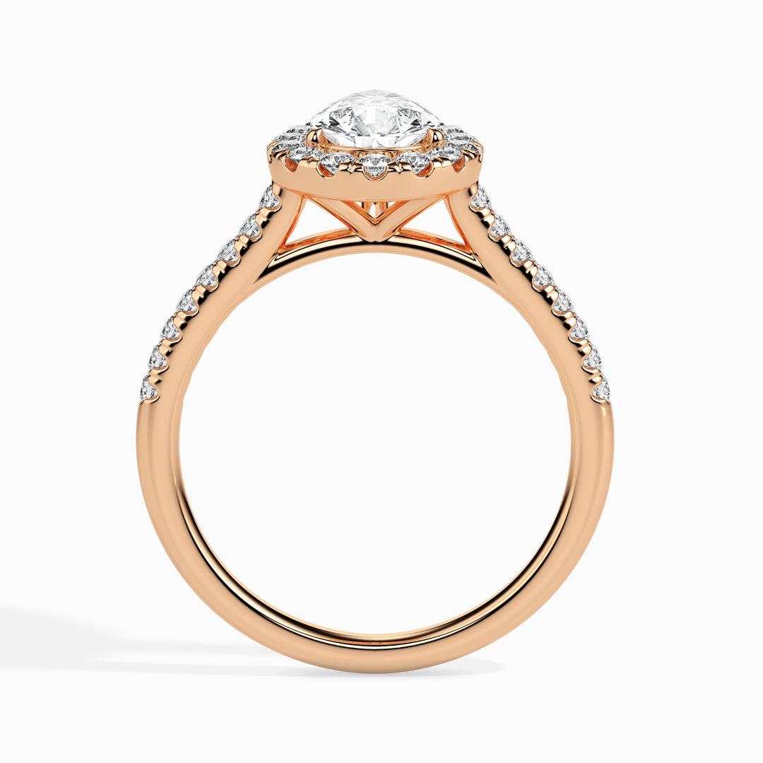 Pear Cut Halo Pavé Band Diamond Ring