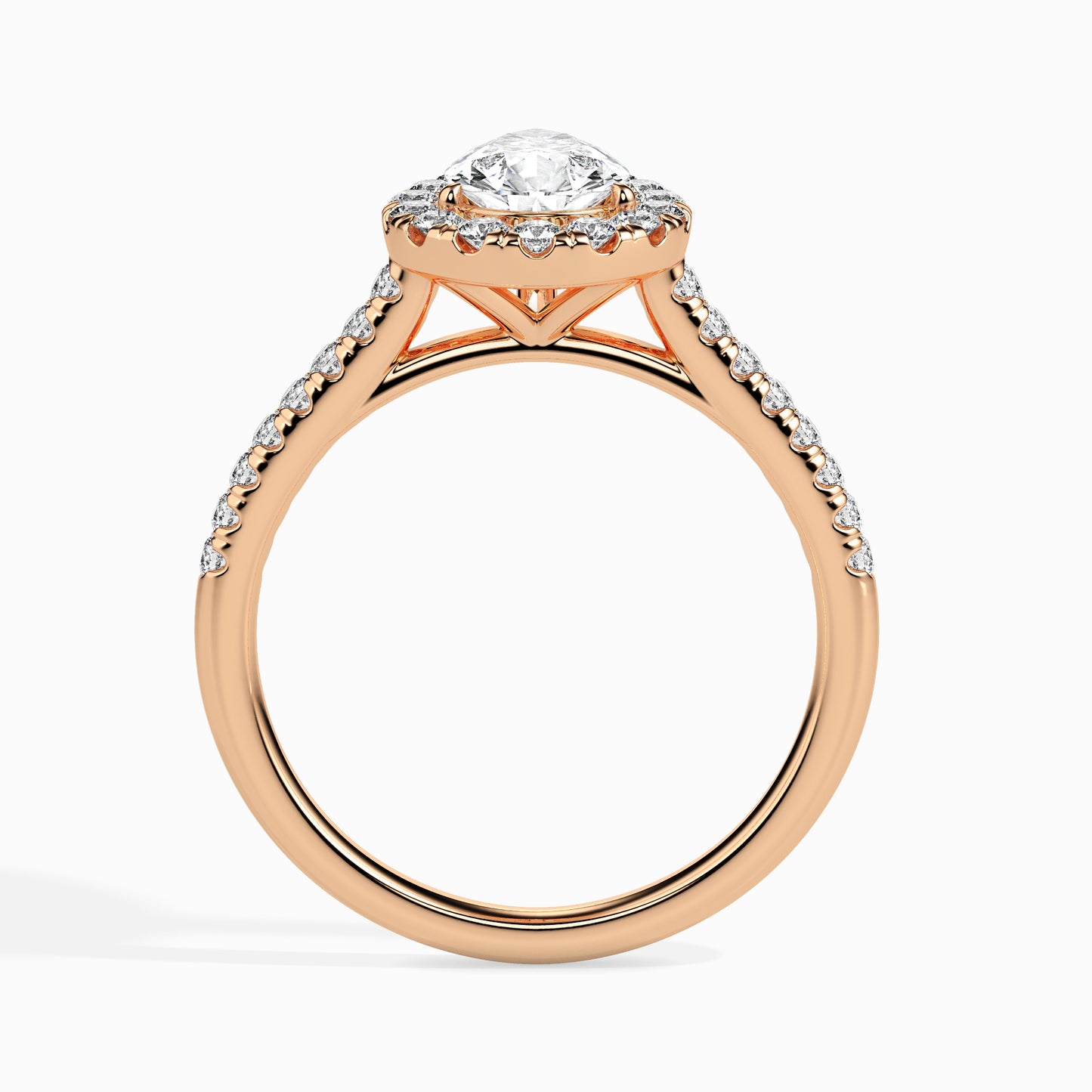 Pear Cut Halo Pavé Band Diamond Ring