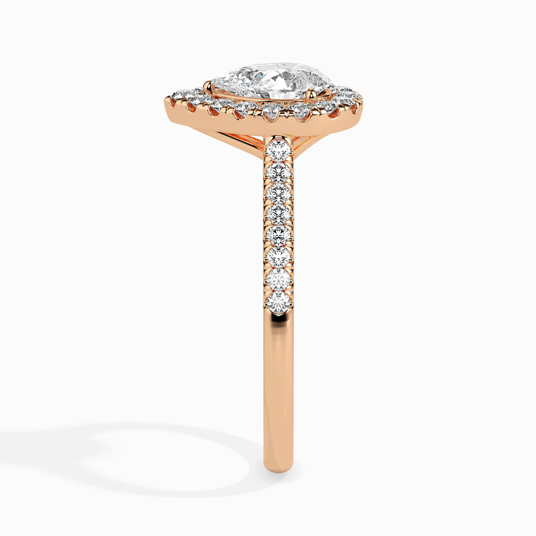 Pear Cut Halo Pavé Band Diamond Ring
