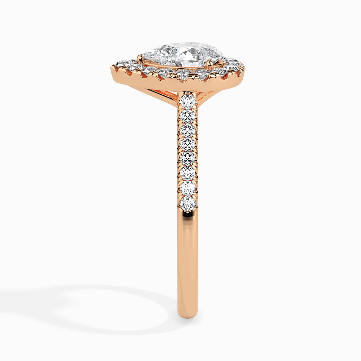 Pear Cut Halo Pavé Band Diamond Ring