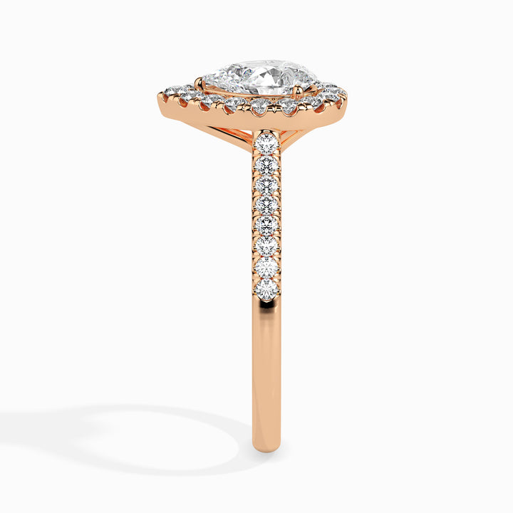 Pear Cut Halo Pavé Band Diamond Ring