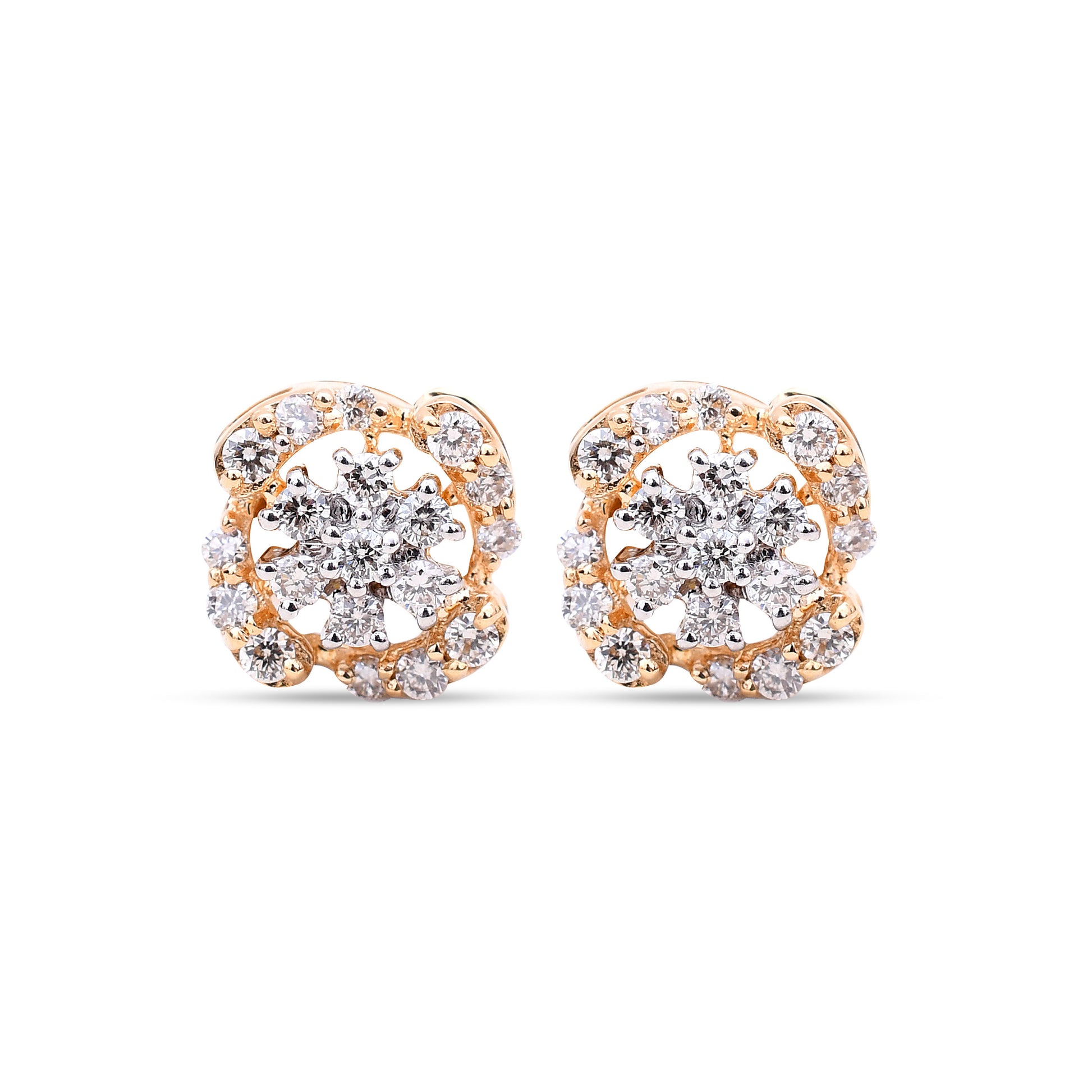 Floral Spiral Diamond Studs - Elegant floral design from Sonir.