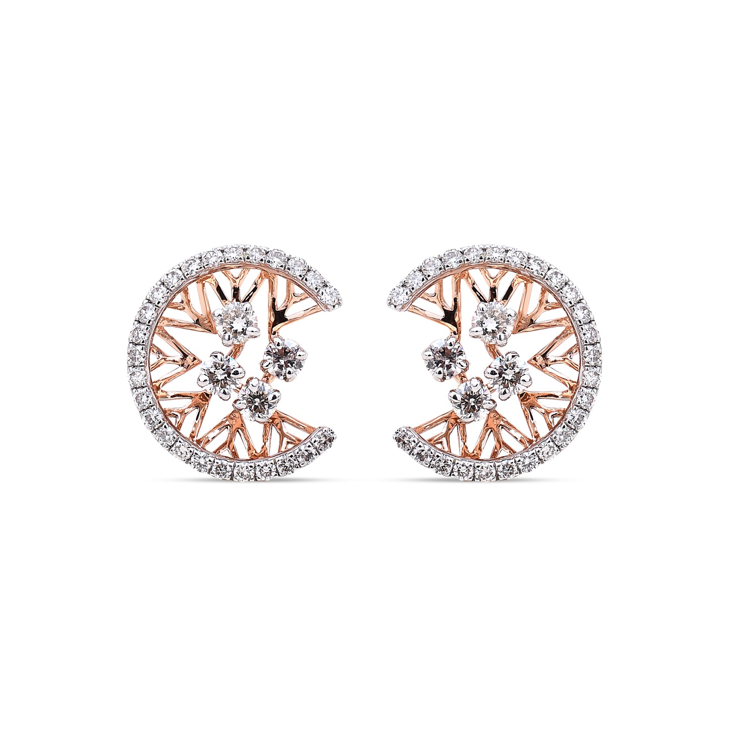 Crescent Moon Diamond Studs - Celestial elegance from Sonir.
