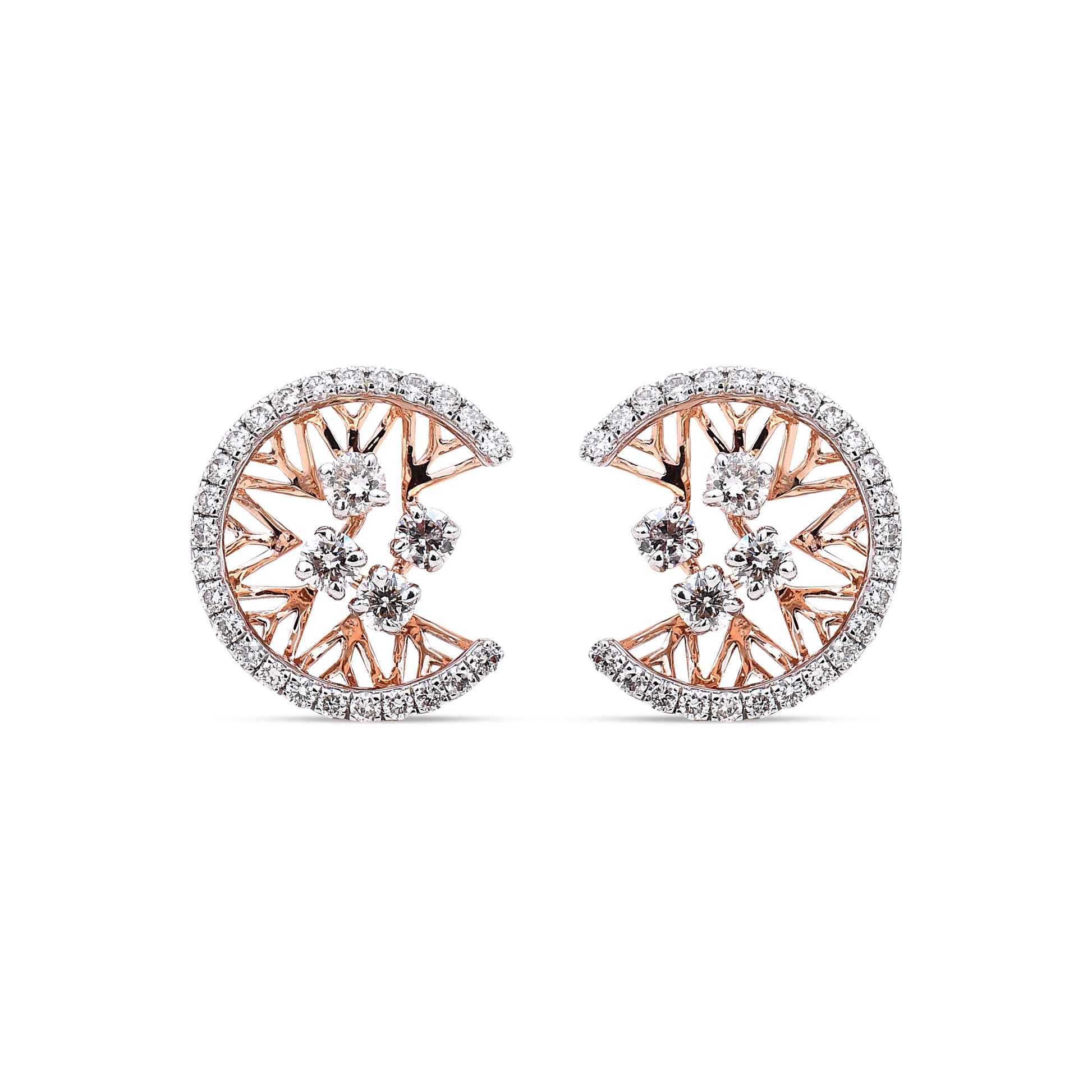 Crescent Moon Diamond Studs - Celestial elegance from Sonir.