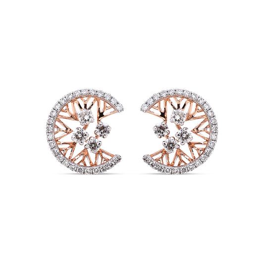 Crescent Moon Diamond Studs - Celestial elegance from Sonir.
