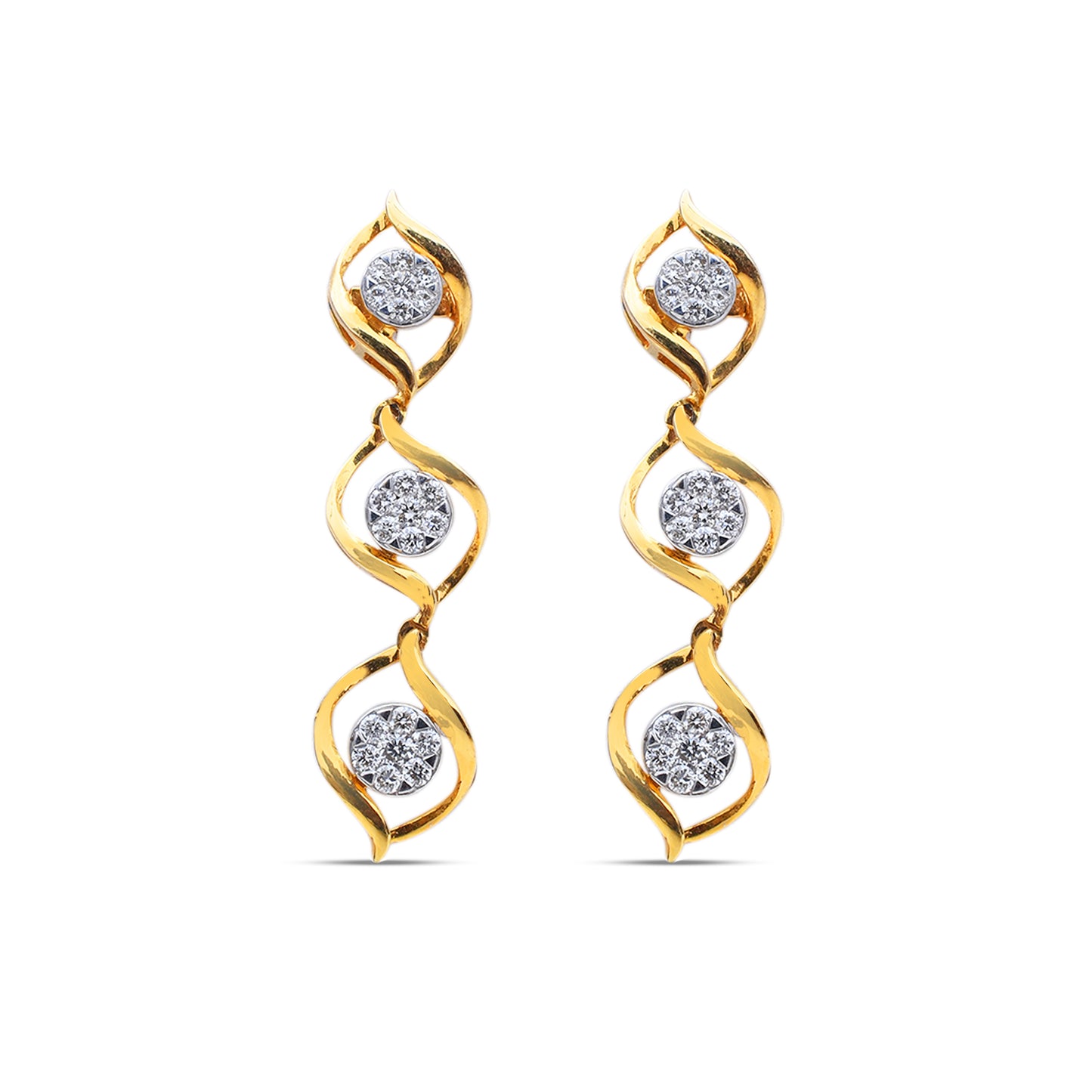 Ariana Diamond Danglers by Sonir - Stunning diamond earrings in a sophisticated design, perfect for adding a touch of glamour to any special occasion.