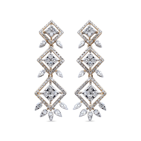 The Square Garland Diamond Danglers
