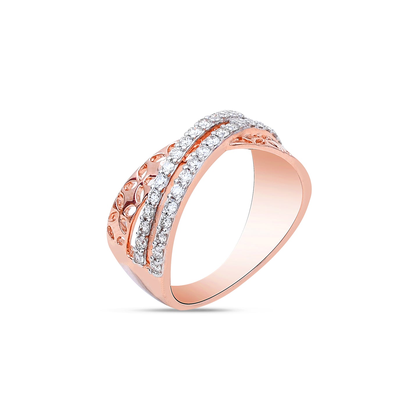 The Leaf Cross Diamond Band