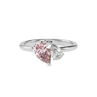 Pink & White Pear Cut Toi et Moi Diamond Ring