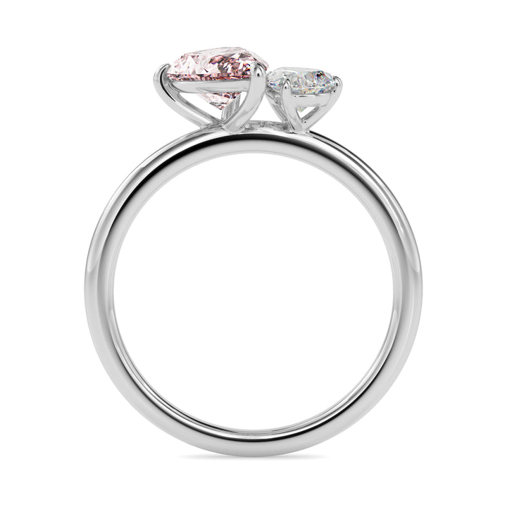 Pink &amp; White Pear Cut Toi et Moi Diamond Ring