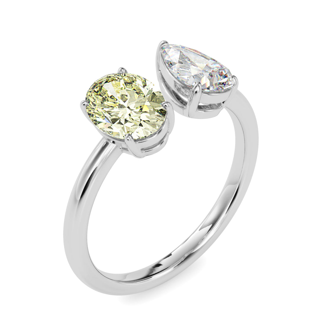 Yellow Oval &amp; White Pear Toi et Moi Diamond Ring