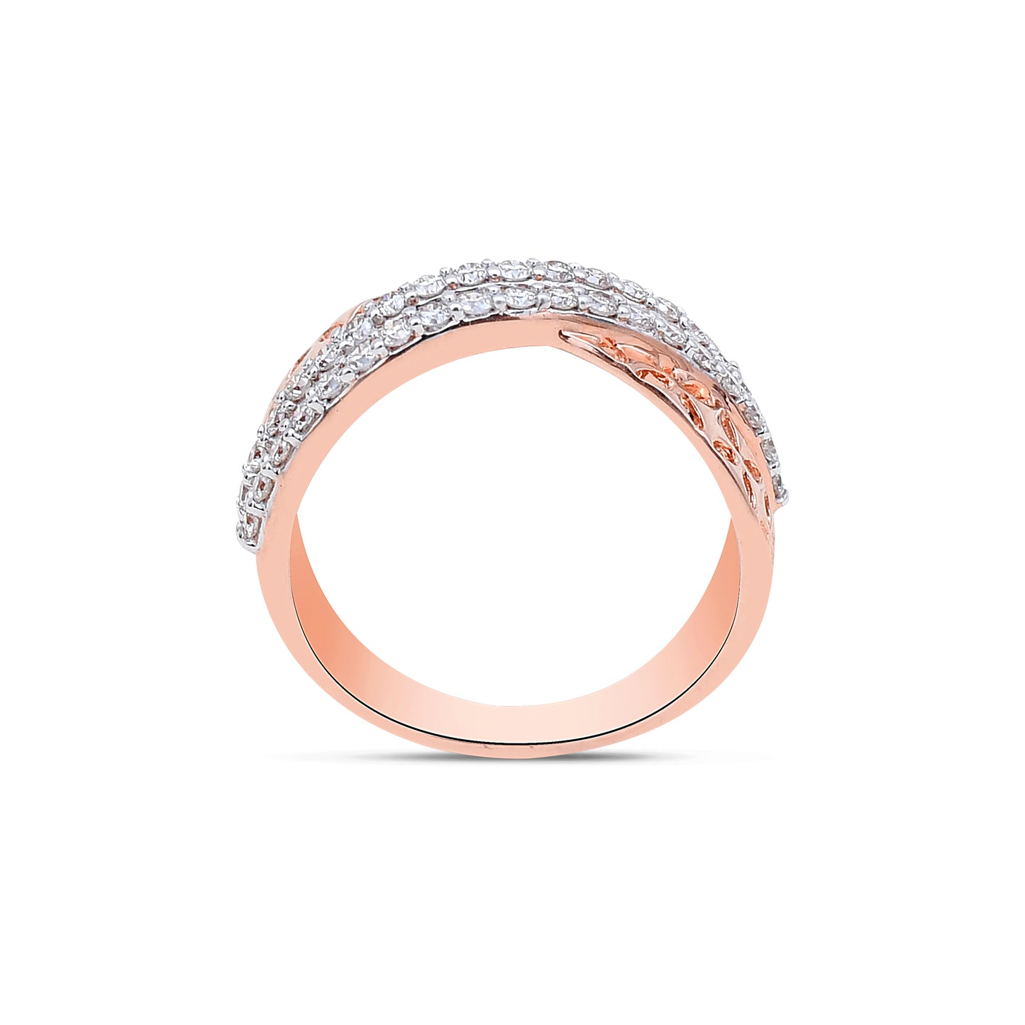 The Leaf Cross Diamond Band