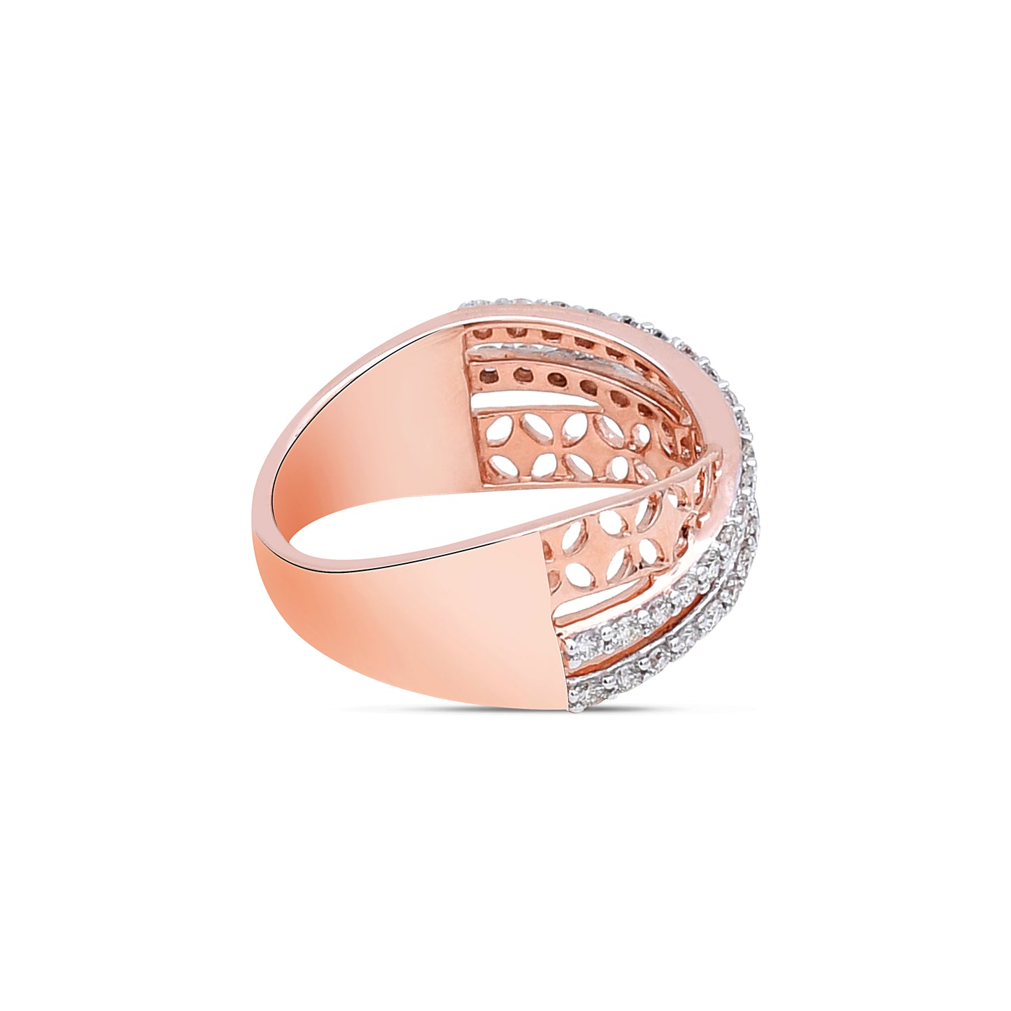 The Leaf Cross Diamond Band